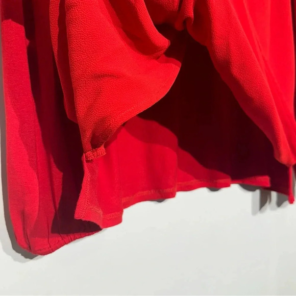 MICHAEL KORS Women's Wrapover Top/Blouse Red Long Sleeve V Neck Size L - Picture 7 of 9